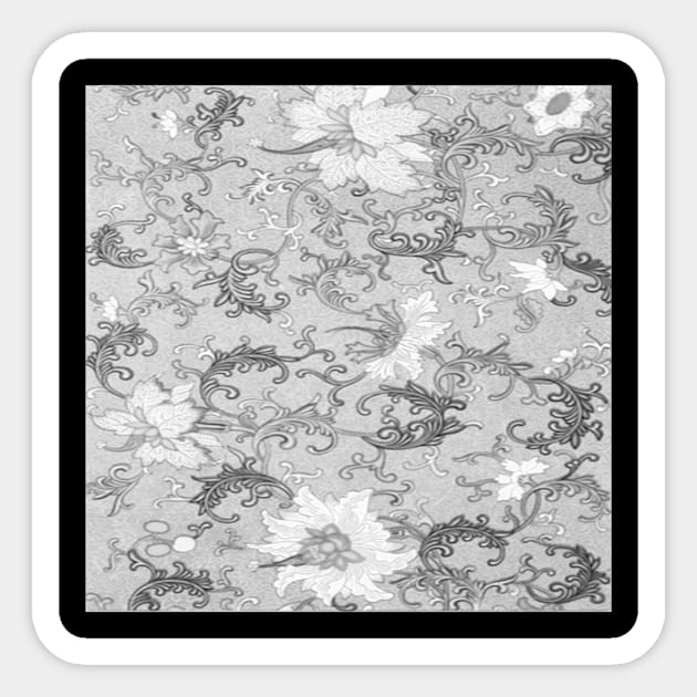 Painting White Over Black Abstract Line Art Flower Pattern Photography Long Sticker by AmaniZelaya